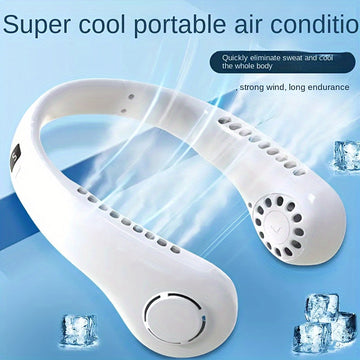 White Neck Fan with 360° Rotation, 5-Speed & Long Battery Life